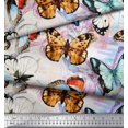thumbnail image 3 of Soimoi Orange Poly Georgette Fabric Flower & Butterfly Print Sewing Fabric BTY 42 Inch Wide, 3 of 5