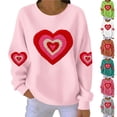 thumbnail image 1 of Yuyuzo Chandails en Molleton pour Femmes Saint-Valentin T-Shirts Graphiques Hauts Décontractés Manches Longues Col Rond Mode Chandail, 1 of 5