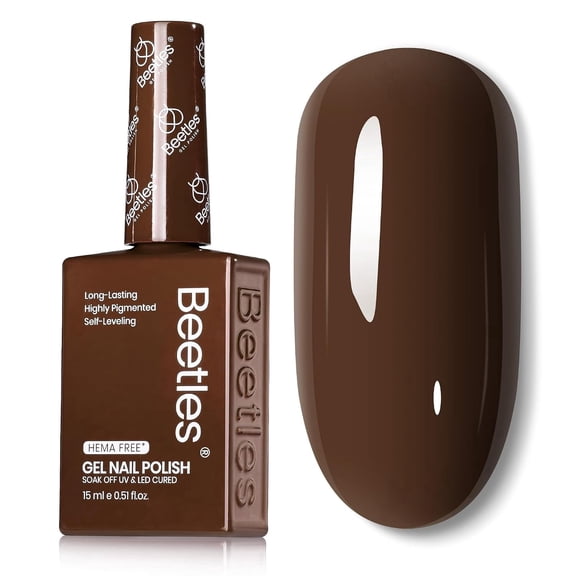 Beetles Coffee o' Clock Brown Gel Polish, 15ml, HEMA-Free Dark Brown UV LED Formula