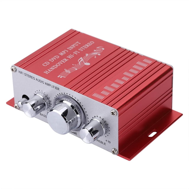 Mini amplificador digital para coche, reproductor de audio Hi-Fi, música, CD, DVD, MP3 y FM (rojo)