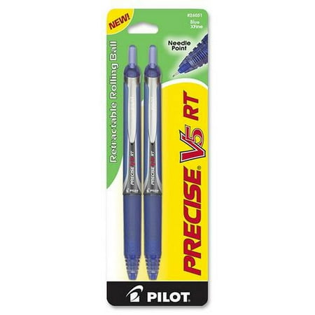 Pilot Precise V5 RT Extra-Fine Premium Retractable Rolling Ball Pens - Extra Fine Pen Point - 0.5 mm Pen Point Size - Needle Pen Point Style - Refillable - Retractable - Blue - | Bundle of 10 Packs