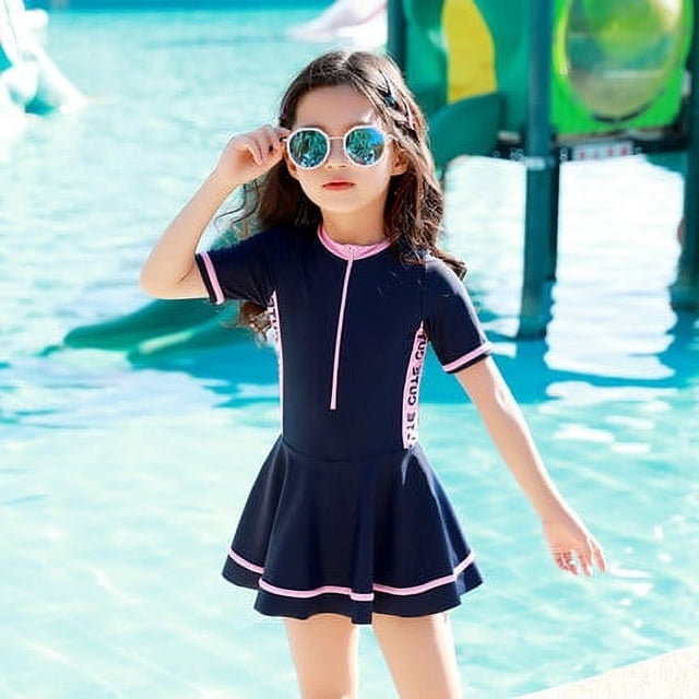 Traje de baño para niños, traje de baño de manga larga para niñas, traje de baño de estilo occidental lindo siamés de princesa coreana para niños grandes