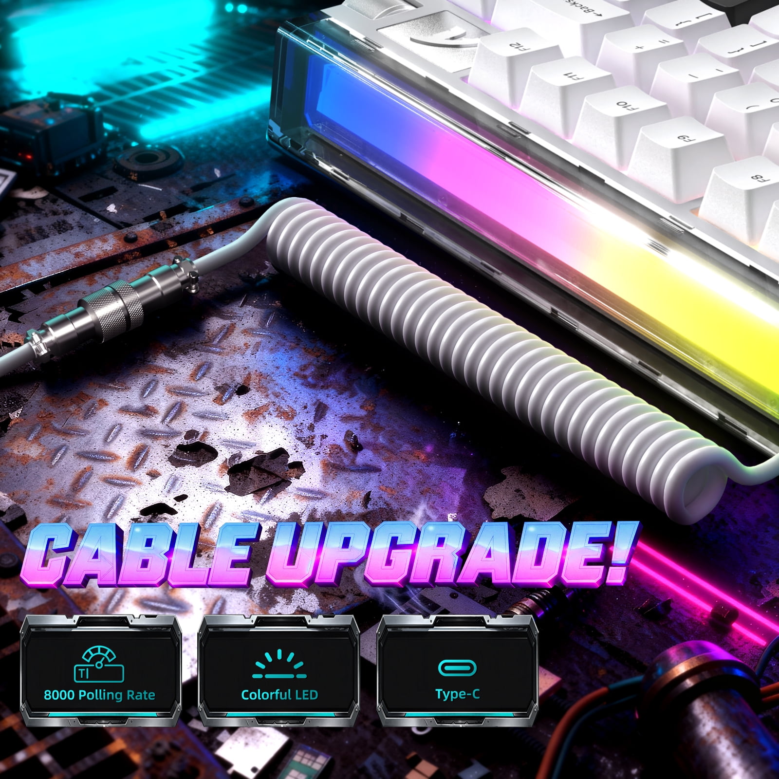 ATTACK SHARK R85 HE 75% Magnetic Wired Gaming Keyboard, 8KHz Polling Rate, Hall Effect Hot Swappable Switches, RGB Light Bar, Volume Knob, PC/Mac Compatible, White