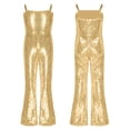 thumbnail image 5 of Jhaoyu Kids Girls Shiny Sequins Bell Bottoms Dance Jumpsuit Halloween Carnival Party Movie Character Gold 14, 5 of 6