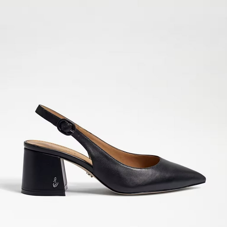 Sam Edelman Women's Petra Pointed Toe Slingback Heels - Low Block Heel Pump With Comfort Insole