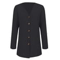 thumbnail image 4 of Women's Ribbed Knit Cardigan Anti-Pill Cloud Comfort Cardigan Fall Lightweight Open Front Coat Coffee Run Chic Pocket Packable Layer Fine Brushed Soft Long Sleeve Black M, 4 of 9