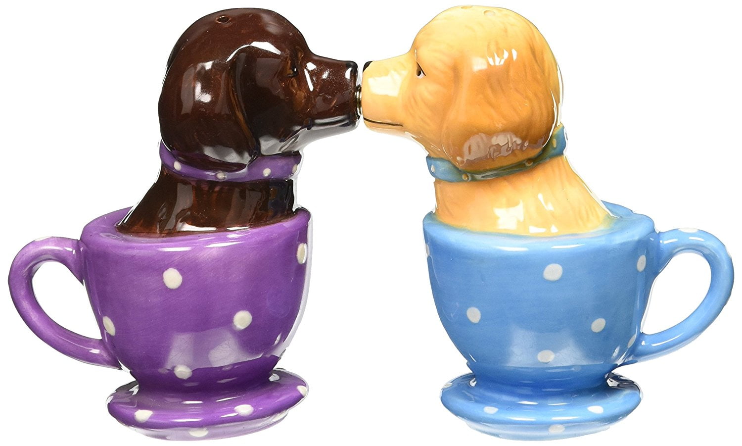 3 1/2 Tall Pacific Trading Labrador Retriever Teacup Magnetic Salt & Pepper Shakers They Kiss Attractives 