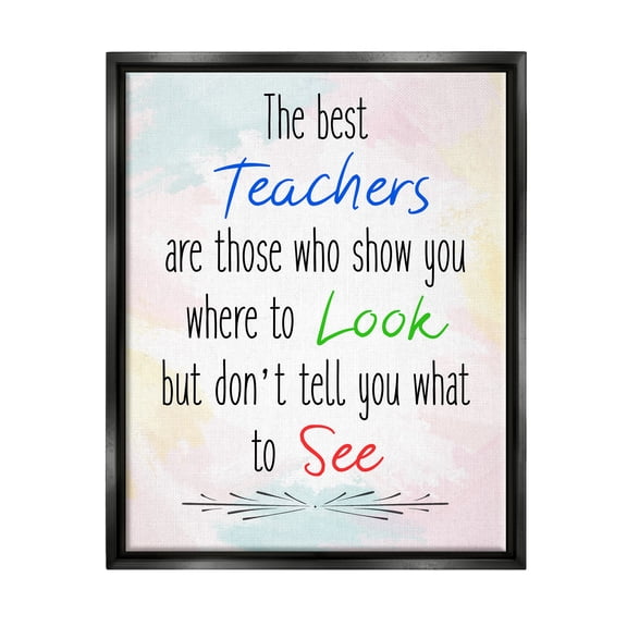 Stupell The Best Teachers Pastel Phrase Inspirational Painting Black Floater Framed Art Print Wall Art