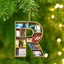 KCEHTA Letter Christmas Ornaments, Letter Ornaments for Christmas Tree, Christmas Book Ornaments, Letter Shaped Bookshelf Pendant, 26 Letters Christmas Tree Decoration Pendant for Book Lovers