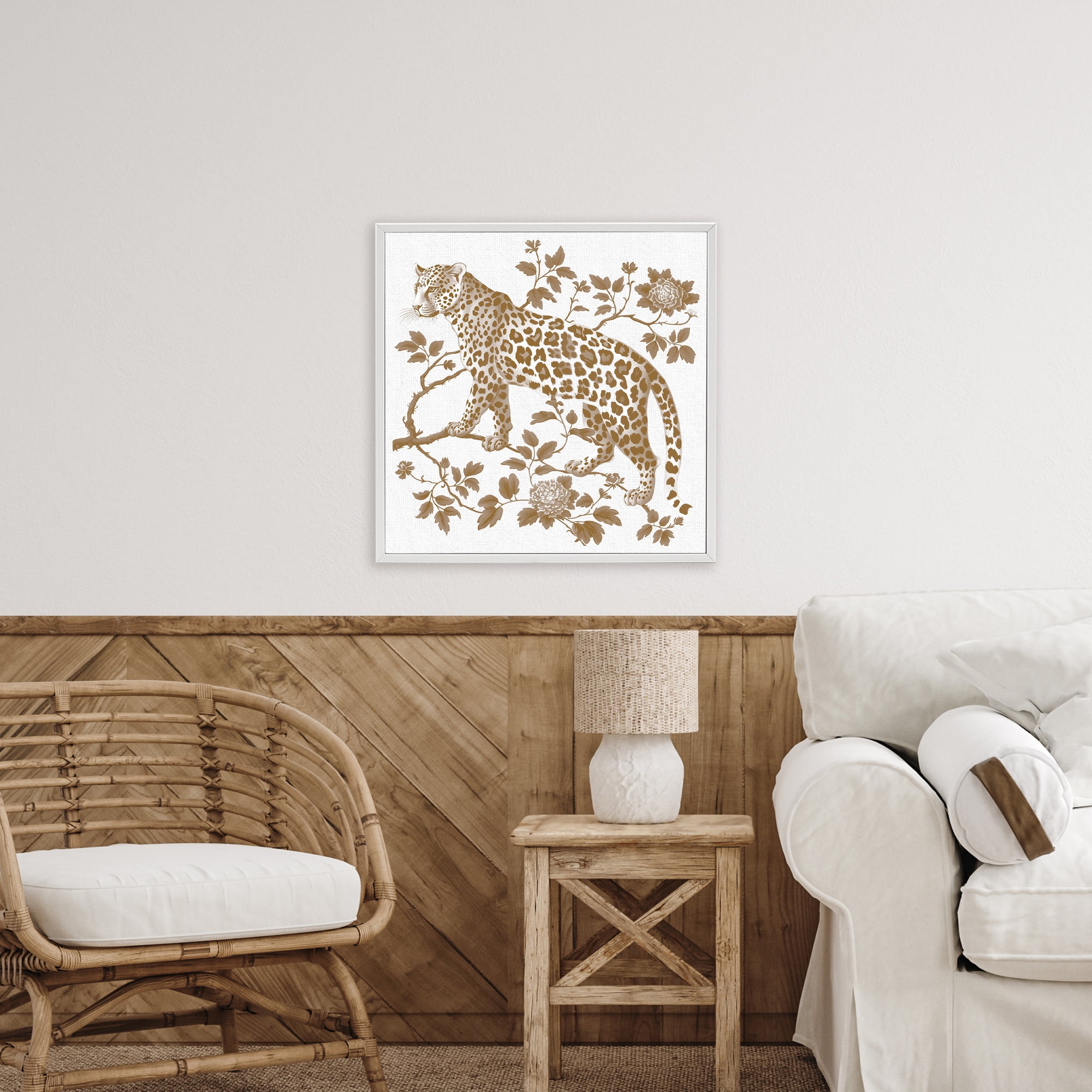 Earthy Details Vintage Leopard White Framed Giclee Art, design by Lettered and Lined