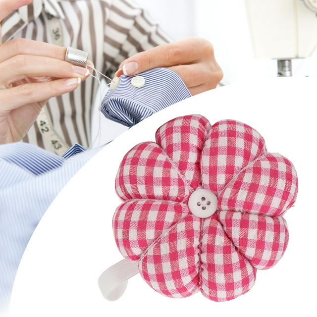 Needle Collector, Vivid Exquisite Pin Cushion Cute Cartoon for Sewing for Home Colorful,Rose Red Check,Small Flower,Yellow White Dot