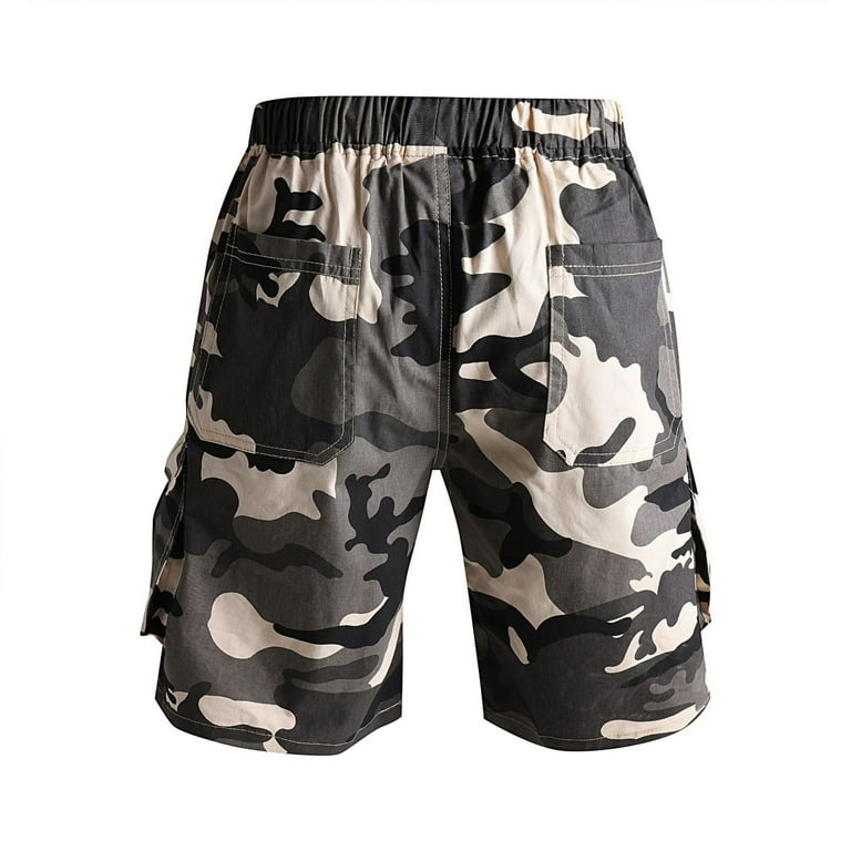 GHSOHS Mens Shorts Camouflage Cargo Shorts Drawstring Plus Size