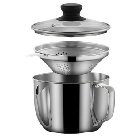 

wnpxqnt Fat Separator jug Sauce Separator Fat Oil Skimmer with lid 304 Stainless Steel Soup Sieve Cup Fat Separator with Bottom Release Oil Soup Separator Strainer Pot for Kitchen C5W5