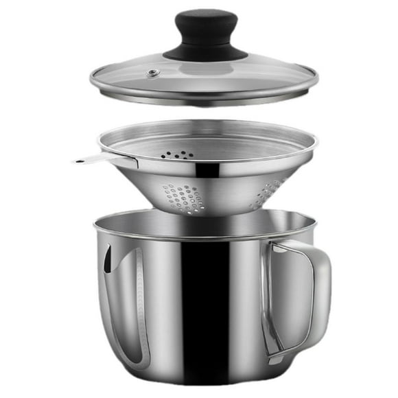 1000ML Stainless Steel Gravy Separator with Strainer - Fat Oil Skimmer for Cooking, Induction Cooker Safe