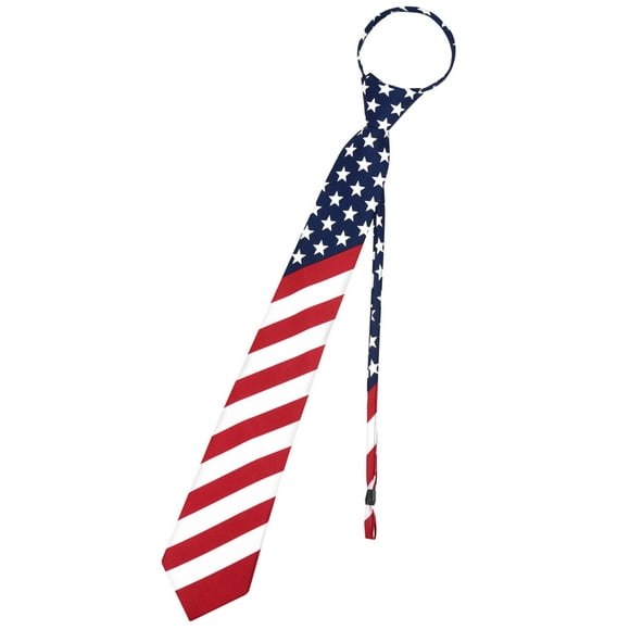 Vesuvio Napoli Mens Necktie American Flag Red White Blue Pretied Zipper Neck Tie