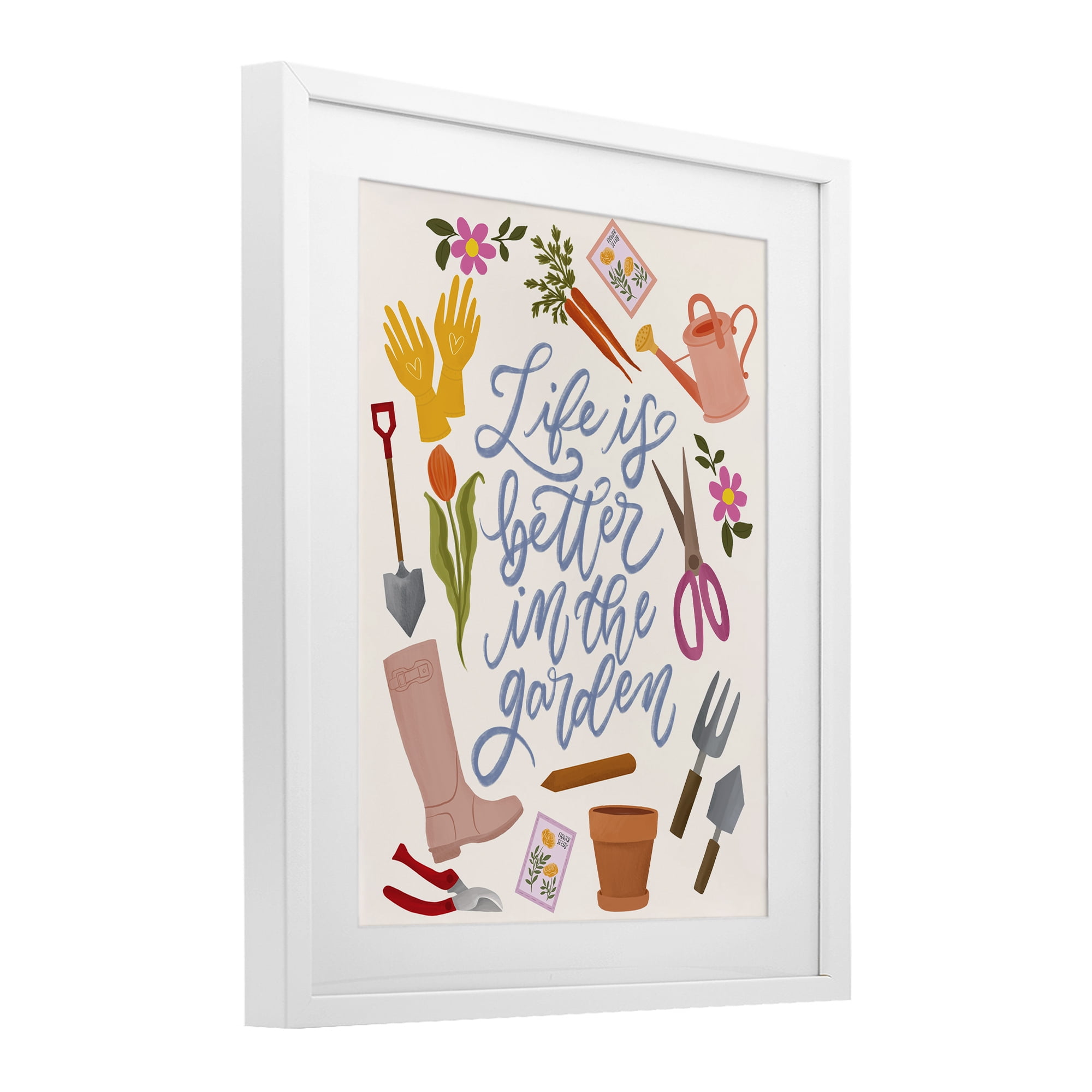 Stupell Industries Life In The Garden White Framed Print Under Glass, design by Isabela Schielke