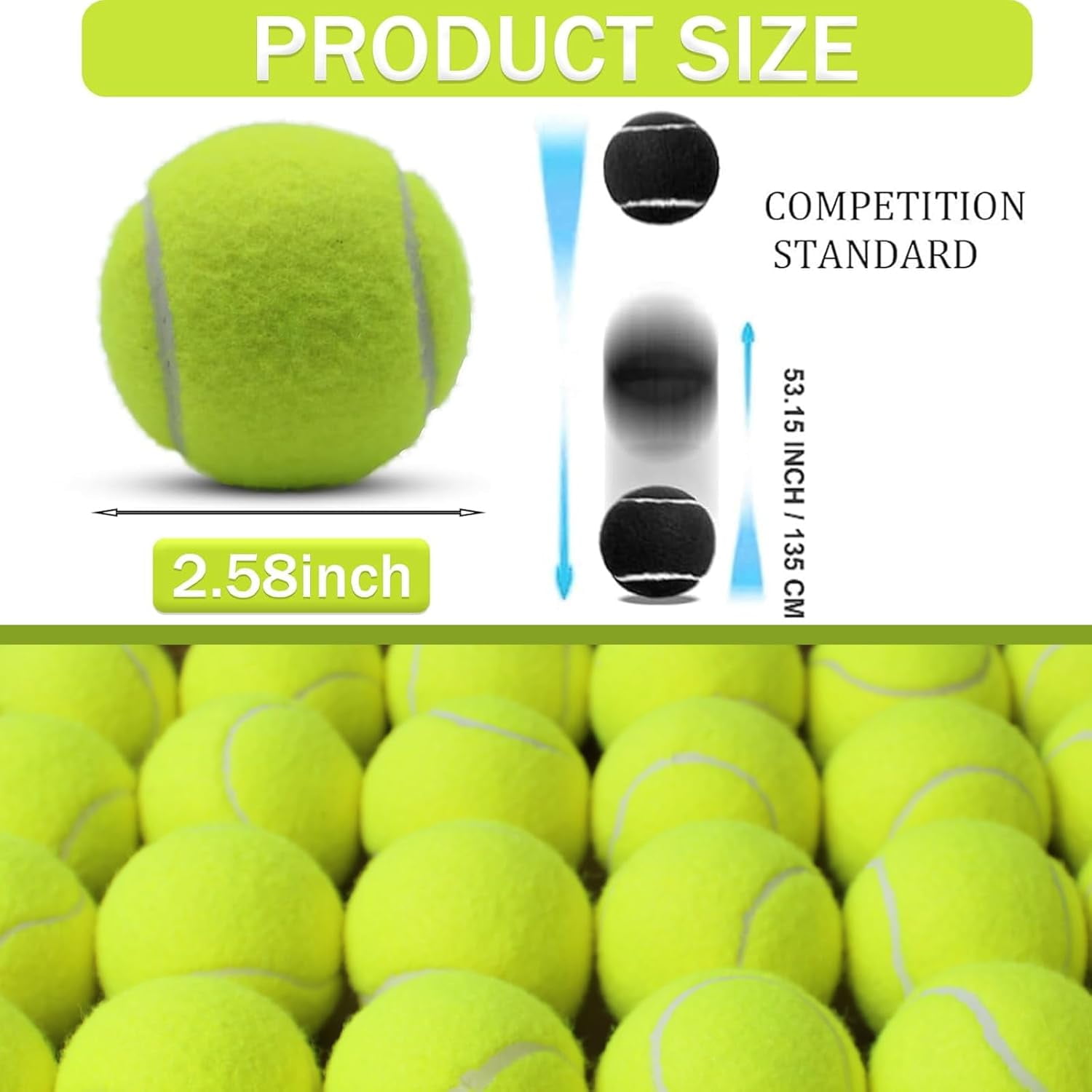 Tennis Balls, 80 Pack Training Tennis Balls for Pet Dog, High Elasticity Exercise Tennis Balls with Mesh Carry Bag