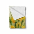 thumbnail image 2 of Yellow Flower Soft Flannel Fleece Throw Blanket, Romantic Tulip Bouquet Famous Plant of Netherlands Botanical Theme, Cozy Plush for Indoor and Outdoor Use, 50" x 70", Mustard Fern Green, by Ambesonne, 2 of 6