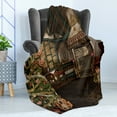 thumbnail image 4 of Christmas Soft Flannel Fleece Throw Blanket, Inner View of a Xmas House Mistletoe Yuletide Winter Season Celebration Image, Cozy Plush for Indoor and Outdoor Use, 50" x 60", Taupe Brown, by Ambesonne, 4 of 5