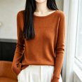 thumbnail image 6 of Xinoom Women Scoop Neck Ribbed Knit Top, Long Sleeve Slim Fit Sweater, Stretchy Form Fitting Knit Shirt for Casual Dating Orange,XXL, 6 of 6