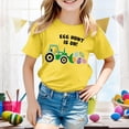 thumbnail image 2 of Toddler Girls Tops & T-Shirts Kids Easter Eggs Bunny Round Neck Short Sleeve Casual Pullover Tshirts Holiday Wear,Yellow,10-11 Years, 2 of 4