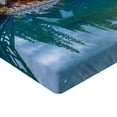 thumbnail image 2 of Ambesonne Wooden Fitted Sheet, Lake Scenery Cottage, Full Size, Petrol Blue Olive Green, 2 of 3