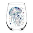 thumbnail image 2 of Ocean Animal Artisan Glassware Collection, 2D Jellyfish Print Stemless Wine Glasses, Handcrafted Marine Animal Bar Glass, Coastal Home Decor Gift, 2 of 5