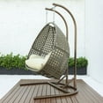 thumbnail image 5 of LeisureMod Modern Beige Wicker Double 2-Person Hanging Egg Swing Chair Off-White, 5 of 10