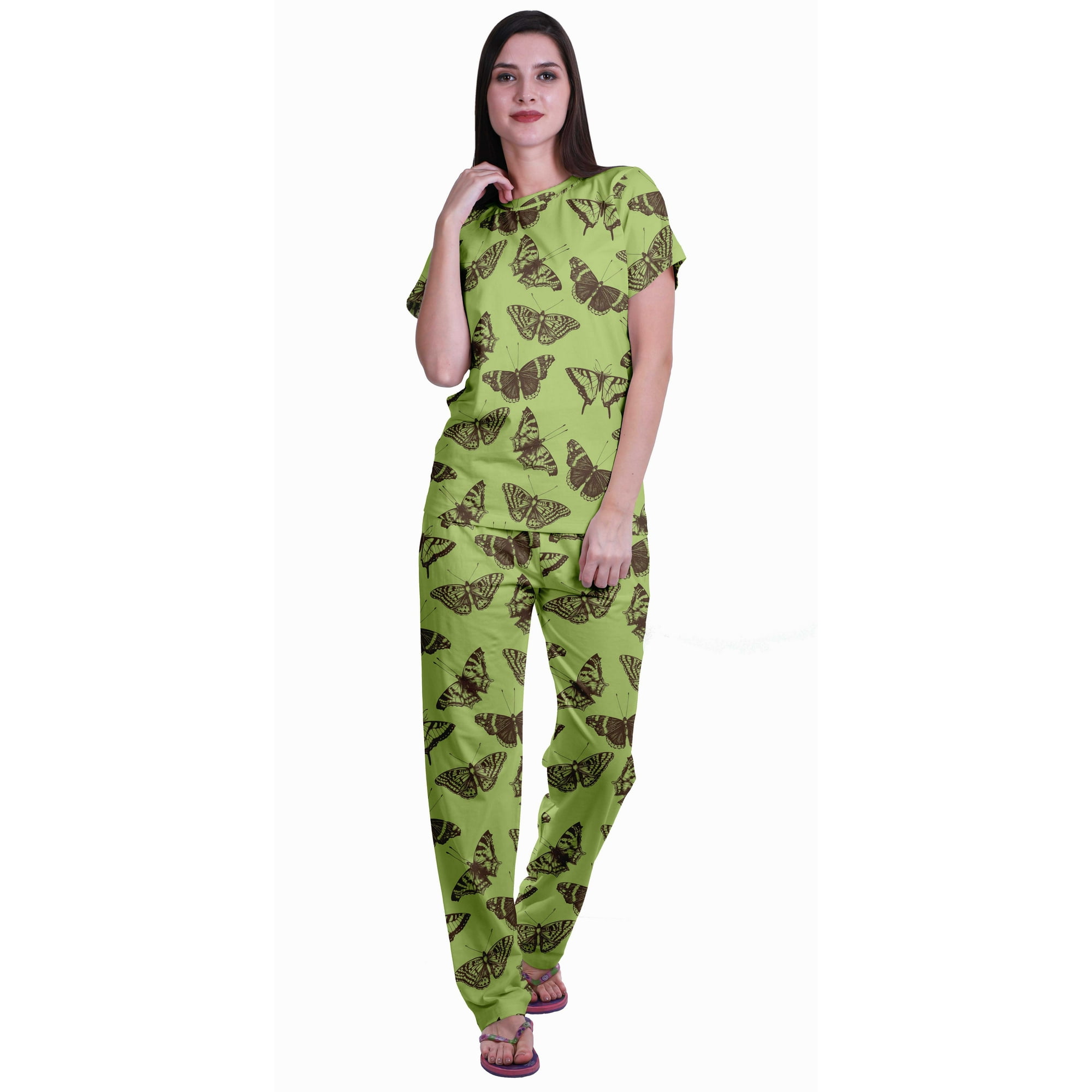 Moomaya Womens Printed Tee and Pajama Set PJs Short Sleeve Sleepwear Nightwear Loungewear S XXL Walmart