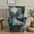 thumbnail image 1 of Wing Back Chair Covers with Arms Piece Slipcovers for Armchair Washable Stretch Print Pattern Wingback Chair Cover Furniture Protector Geometry, 1 of 7