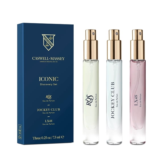 Caswell-Massey Iconic Eau de Parfum Discovery Set incluye RS Jockey Club y LX48 Disfrute de aromas modernos y duraderos Fragancias duraderas para hombres Tamaño de viaje Perfume para hombres 0.25 onza