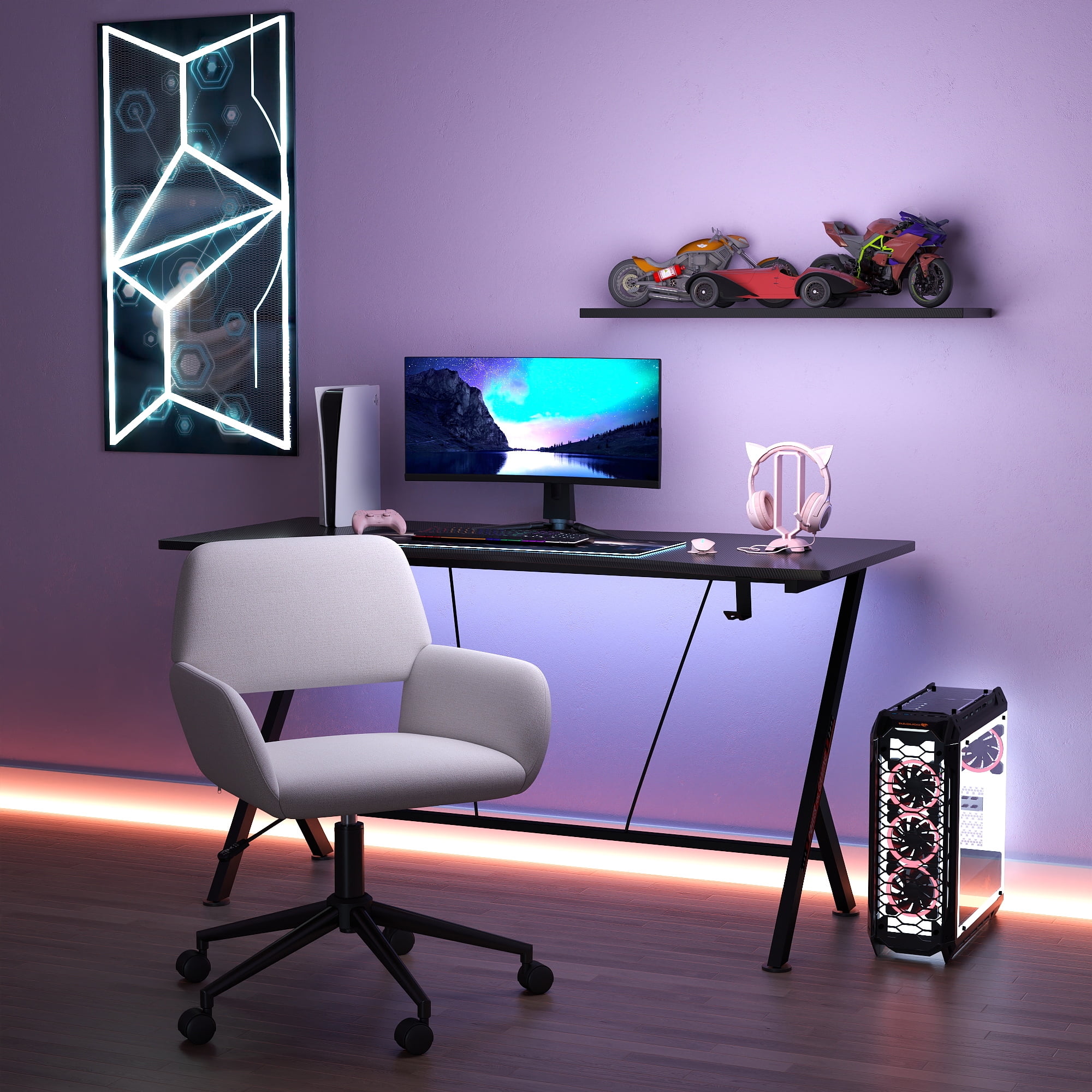 Homy Casa Swivel Gaming Chair for Teen Game Room and Cozy Gaming Corner, Beige