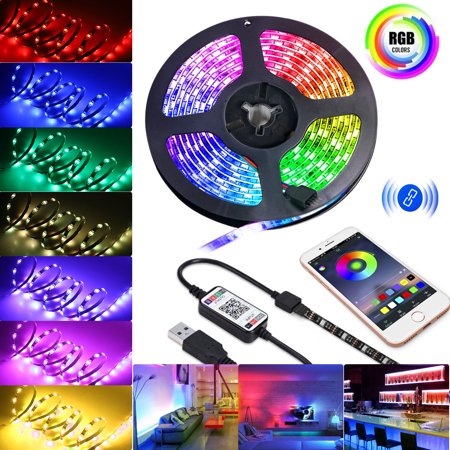EEEKit Waterproof Bluetooth LED Strip Lights, 3.3ft 9.9ft 16.4ft RGB LED Light Strip 5050 LED Tape Lights, Flexible Color Changing...