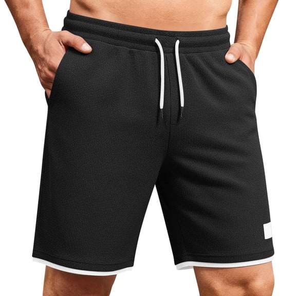 successthop Mens Soccer Shorts Strecthy Sweatpant Shorts Drawstring Bottoms Big and Tall Beachwear Workout Clothes Black M