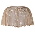thumbnail image 2 of VUPSGEZ Women's 1920S Shawl Beaded Sequin Deco Evening Cape Bolero Flapper Cover Up (Beige,One Size), 2 of 4