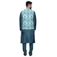 thumbnail image 3 of Atasi Mandarin Collar Traditional Solid Kurta Pajama With Printed Jacket Set, 3 of 3