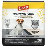 Glad Activated Carbon Puppy Training Pads with Anti-Microbial Technology, 23"x23" 100ct