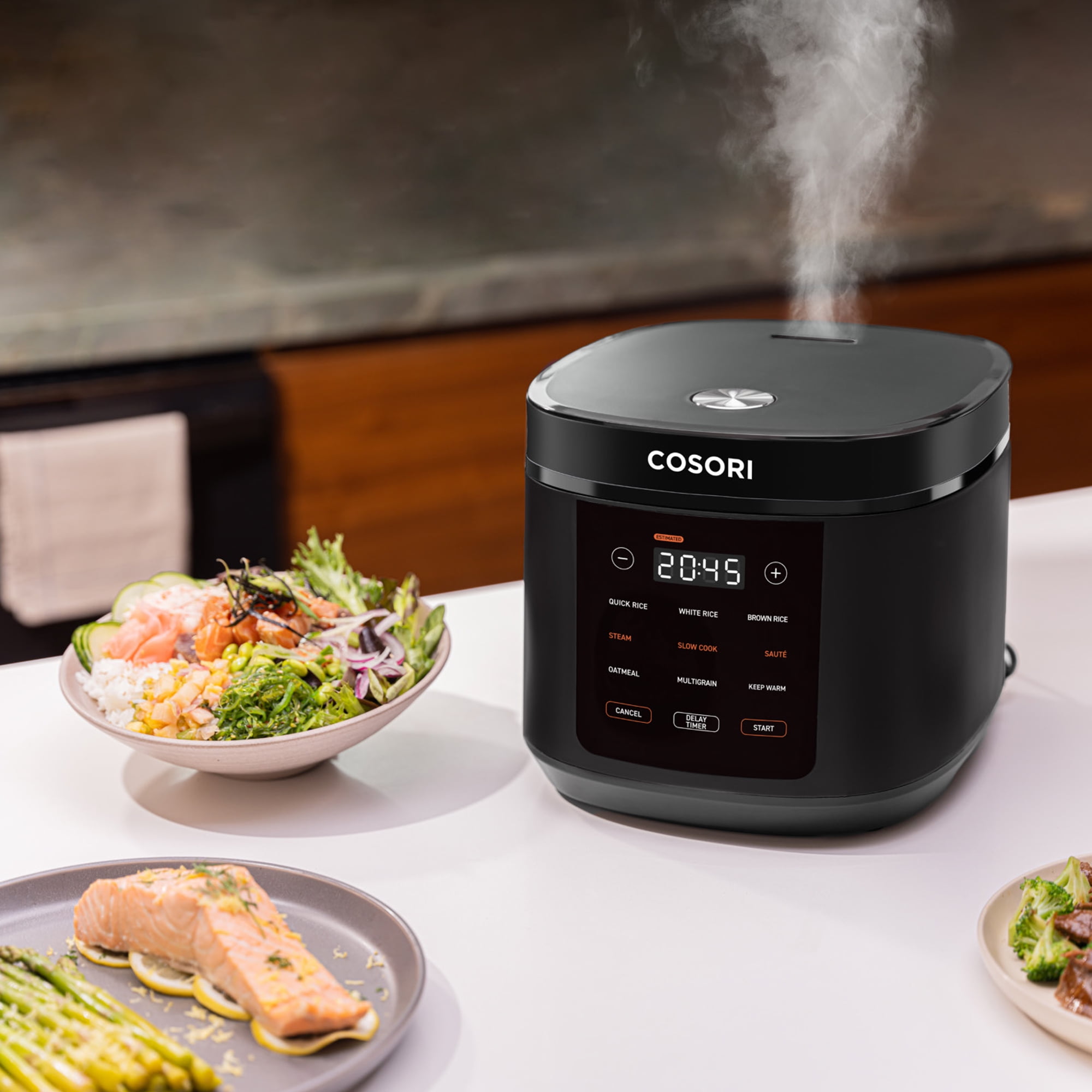 COSORI Rice Cooker Large Maker 10 Cup Uncooked 18 Functions, Japanese Style  Fuzzy Logic Micom Technology, Texture Optional, 50 Recipes, Stainless Steel  Steamer, Warmer, Timer, Olla Arrocera Electrica,Black