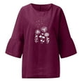 thumbnail image 4 of Blouses pour Femmes Été Aguichant Imprimé Régulier Bouton Col Rond Manches Courtes Haut à Manches Courtes pour Femmes Chemises à Manches Longues pour Femmes Élégantes en Liquidation, 4 of 5
