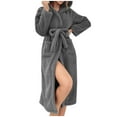 thumbnail image 5 of Censtreet Womens Robes Plush Fleece Hooded Bathrobe Thick Nightgown with Pockets Fluffy Sleepwear, 5 of 9