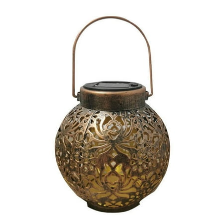

ametoys Cross-border solar wrought iron hollow peony flower ball courtyard landscape garden villa balcony waterproof projection hanging 0032-bronze
