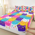 thumbnail image 3 of Homewish Funny Kawaii Cat Twin Sheet Sets for Kids, Cute Cartoon Kitten Twin Fitted Sheet, Funny Animal Print Flat Sheet, Luxury Bedroom Decor, 3-Piece, 3 of 7