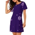 thumbnail image 2 of Uemuo Crystal Purple Snowflake Pattern Women’s Nightdress – Casual Sleep Shirt, Soft Relaxed Fit Short-Sleeved Cotton Sleepwear for Home, Bedtime, and Lounging, 2 of 6