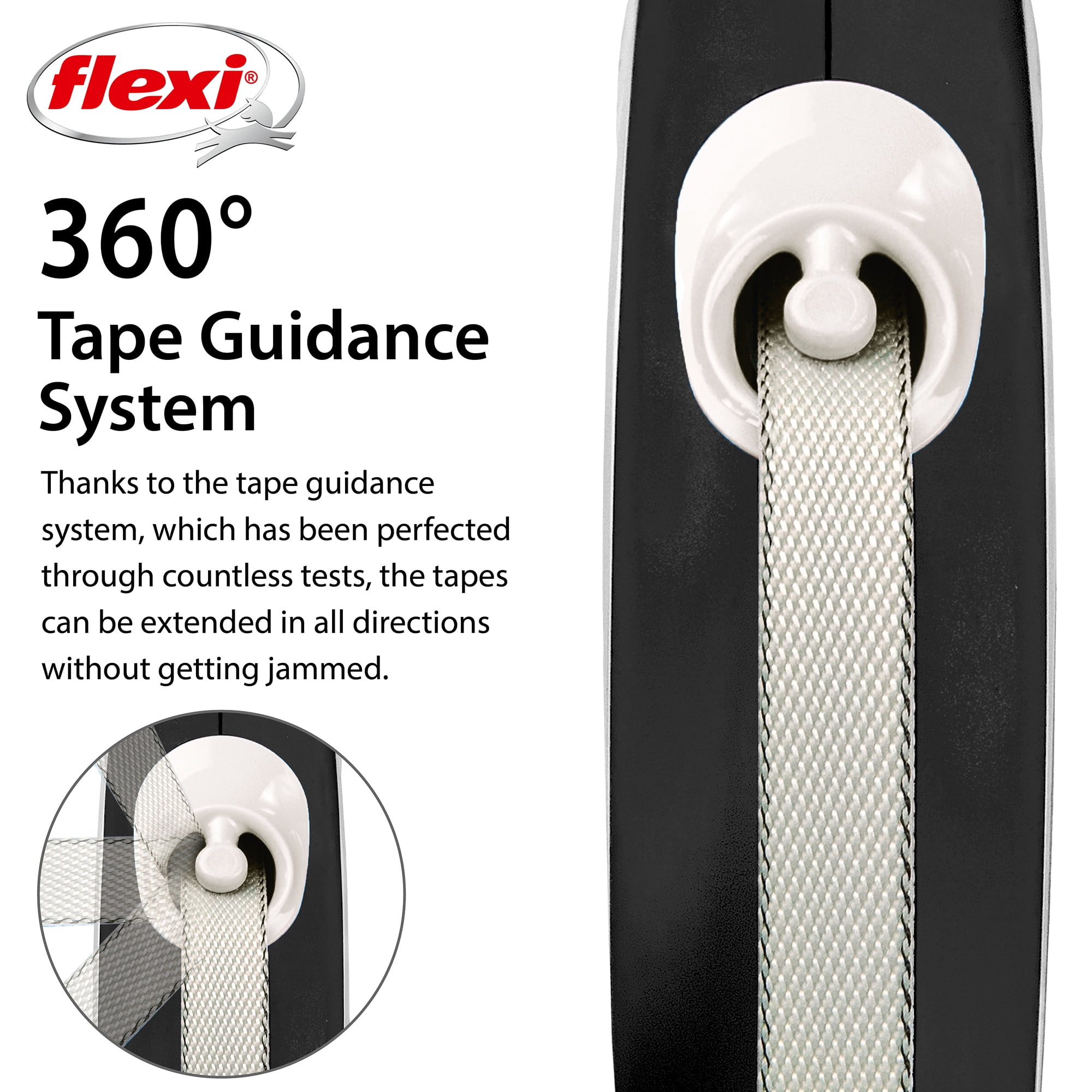 Flexi New Comfort Medium Tape Retractable Dog Leash, 16 ft, Grey (For Dogs up to 55 lbs)
