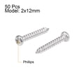 thumbnail image 2 of Uxcell 0.08''x 0.47'' Self Tapping Screws Pan Head Screw Fasteners Bolts  316 Stainless Steel Silver Tone 50 Pcs, 2 of 3