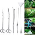 thumbnail image 1 of Aquarium Tool Set, 5 Pieces Stainless Steel Aquarium Tool, 5 In 1 Stainless Steel Aquarium Tank Water Plant Tweezers Scissors Spatula Sets For Aquariu, 1 of 5