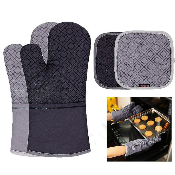 Guantes de cocina, agarraderas, guantes aislantes para hornear, para barbacoa, agarraderas de lino antideslizantes y resistentes, guantes para horno.