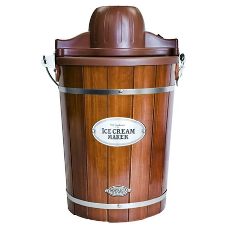 Nostalgia 6-Quart Ice Cream Machine with Wood Bucket