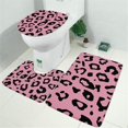 thumbnail image 2 of Pink and Black Of Leopard Print Bathroom Rugs Sets 3 Piece,Toilet Cover Set,Absorbent Non Slip Bathroom Mats Sets with U-Shaped Contour Rug Toilet Rug Set, 2 of 5