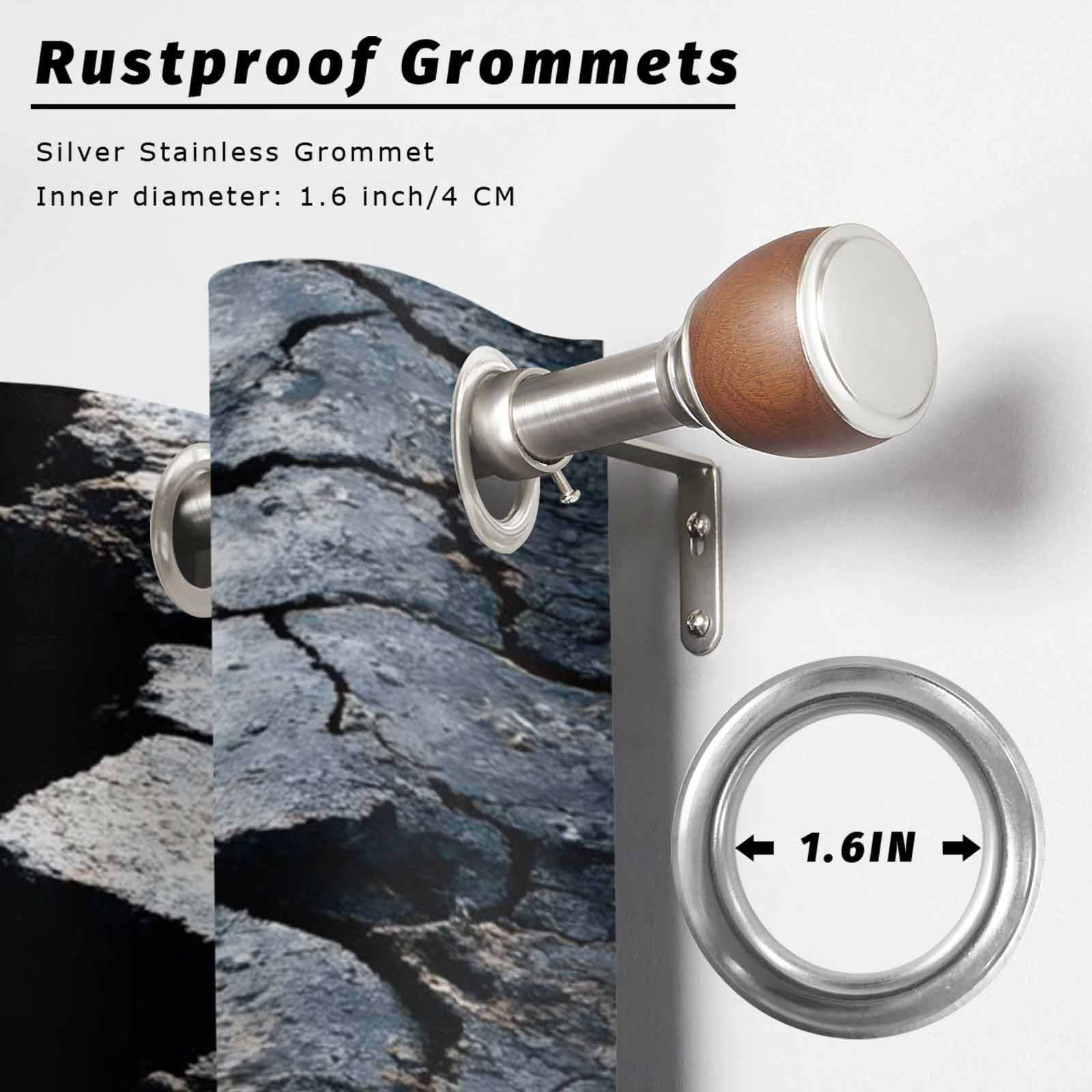 Abstract Crack Outdoor Curtains for Patio, Black Gray Cracked Earth Texture Earthly Fissure Sunshade Privacy Drapes Grommet Waterproof Outside Curtains for Porch/Cabana/Balcony 54"x 108", 1 Panel